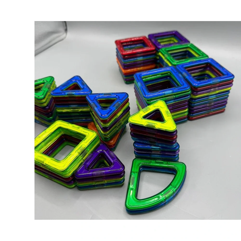 Magformers Magnetic Building Tiles 105 Pc Set Rainbow Colors STEM Mixed Shapes